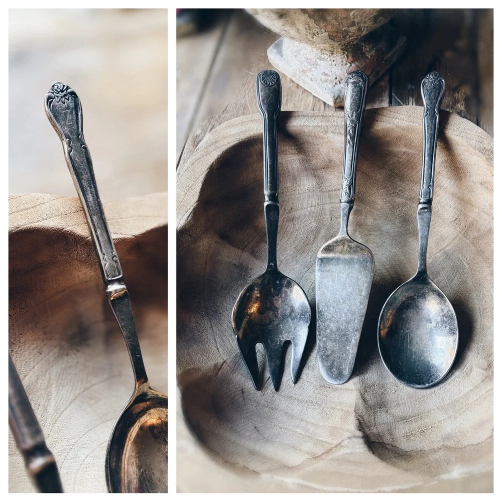 Vintage 3-Piece Stainless Serving Set Monogram Z Pie Server Spoon Fork
